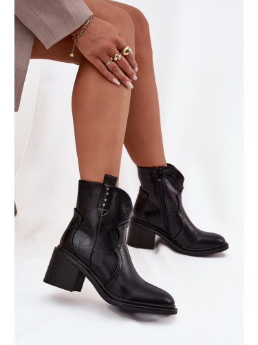Boto Топли дамски боти на ток черни Brilynn