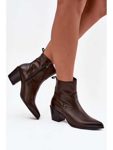 Zazoo Кожени дамски кубинки на ток затоплени Зазу