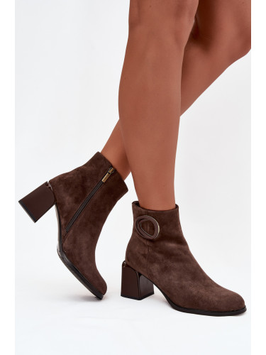 Замшови боти на ток с подплата с декоративен детайл Artiker