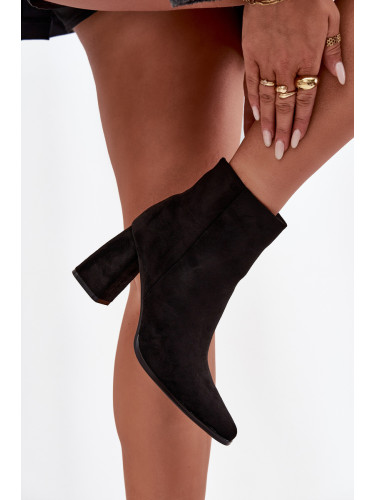 Boto Дамски боти на ток от еко велур черни Inessa