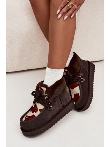 Дамски зимни обувки от естествен велур бродерии D.Franklin