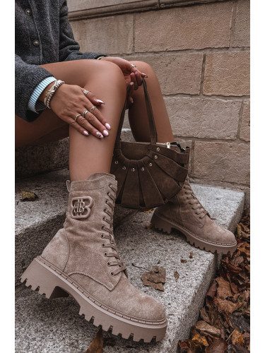 Boto Дамски боти Wokrery с декоративен елемент Топли бежови Калинда