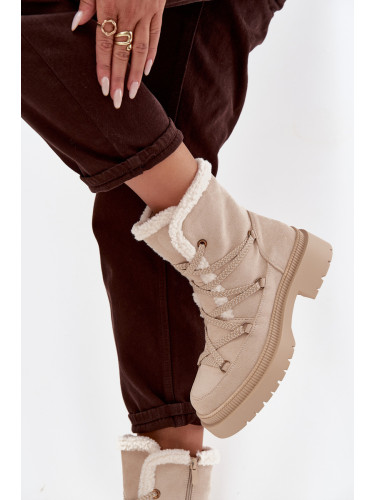 Boto Дамски зимни обувки с козина Бежови Irmara