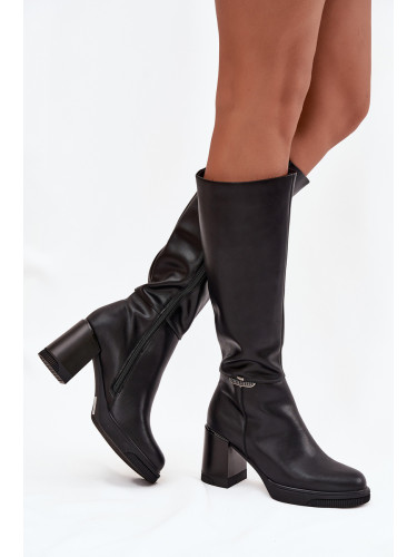 VINCEZA Козачета Мушкетерки Дамски От Натурална Кожа На Ток Винцеза