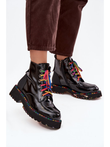 Кожени лачени дамски боти Artiker