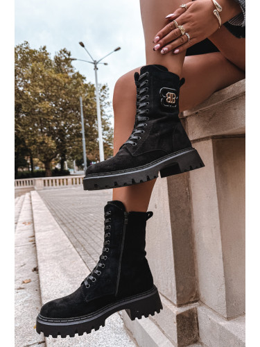 Boto Дамски Ботуши Wokrery С Граден Елемент Топли Черни Калинда