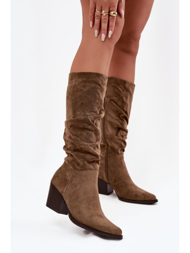 Boto Дамски боти с бродирана горна част на ток Огряти Зелен Пейлина