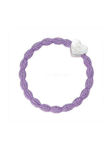 By Eloise London Metallic Silver Heart Ластик за коса за жени 1 бр Нюанс Lilac