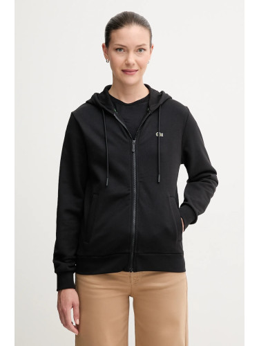 Памучен суичър Lacoste в черно с качулка с изчистен дизайн SF5256