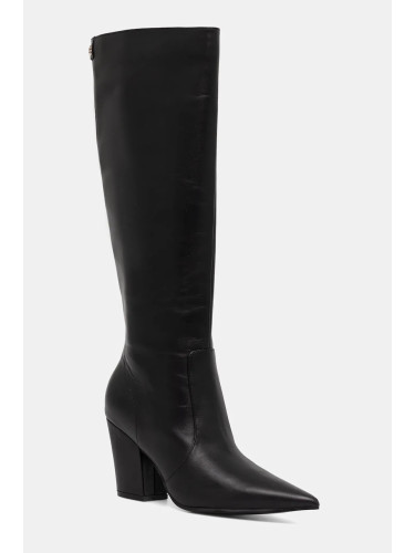 Кожени ботуши Guess NARIEL в черно с дебел ток FLFNRL LEA11