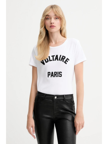 Памучна тениска ZADIG&VOLTAIRE дамска в бяло JWTS02837