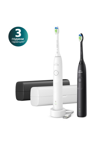 Комплект от 2 бр електрически четки за зъби Next-Generation с калъфи Philips Sonicare Серия 5300, бяла и черна