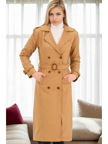 Z9737 DEWBERRY WOMEN'S TRENCH COAT-CAMEL