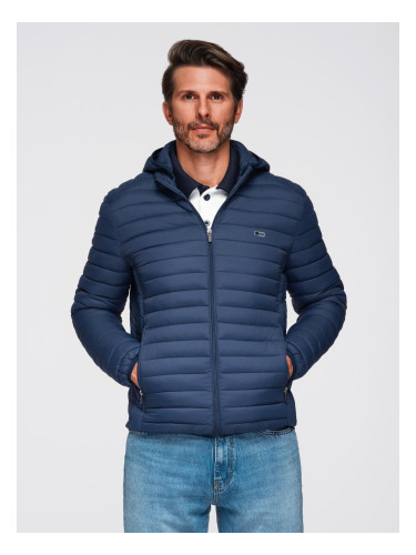 Ombre Classic men's quilted jacket with pouch option - navy blue