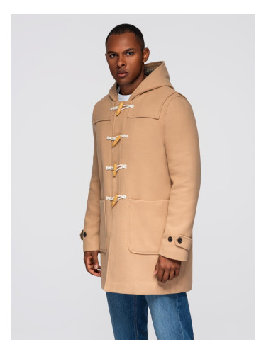Ombre Men's wool and hooded duffle coat - light brown