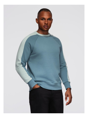 Ombre Men's sweatshirt with contrasting stripes and raglan sleeves - bleached turquoise