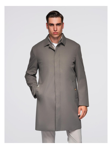 Ombre Men's minimalist coat with detachable vest - ash