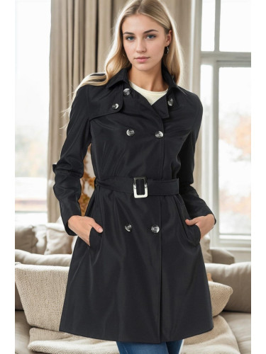 Z9642 DEWBERRY WOMEN'S TRENCH COAT-NAVY BLUE