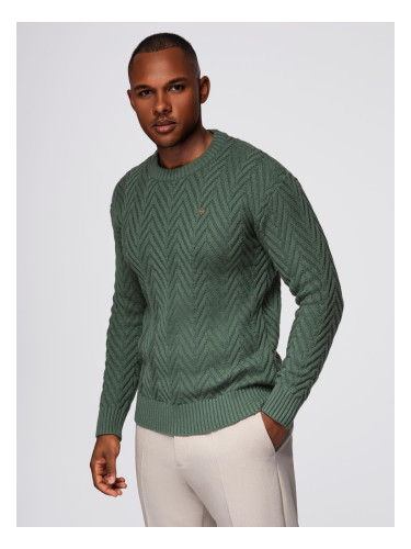 Ombre Men's knit sweater with zigzag weave - faded green