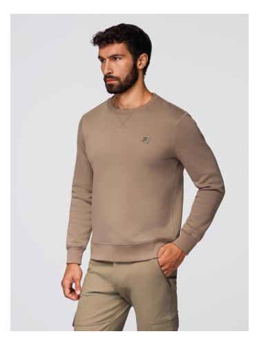 Ombre Classic men's sweatshirt with round neckline - light brown