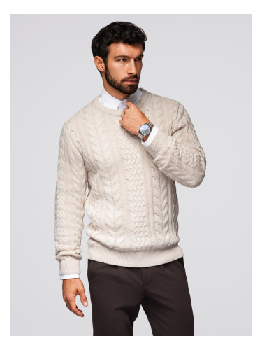 Ombre Elegant men's sweater with interesting weave - ecru