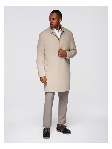 Ombre Men's minimalist coat with detachable vest - beige