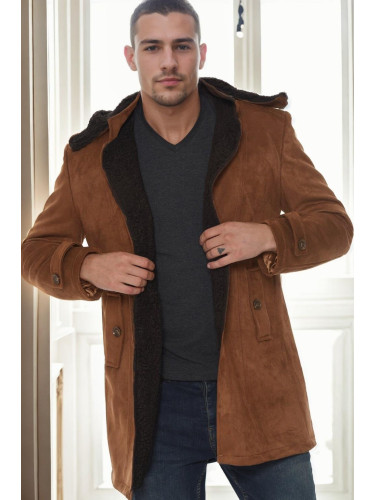 PLT9399 DEWBERRY SUEDE MEN'S COAT-OPEN CAMEL