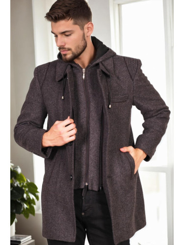 PLT9335 DEWBERRY MEN'S COAT-DIAGONAL BLACK-ANTHRACITE