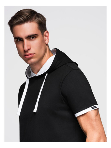 Ombre Men's cotton hooded t-shirt - black