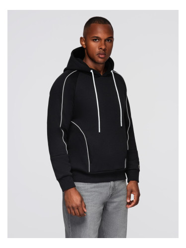 Ombre Men's sweatshirt with contrast stitching and hood - black
