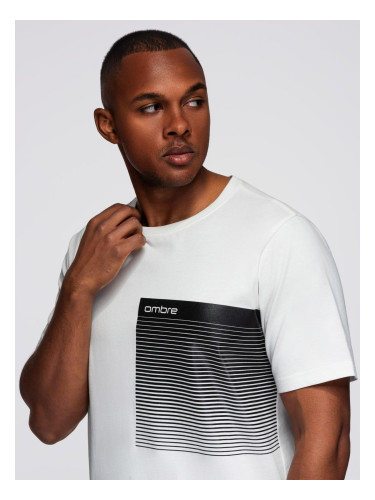 Ombre Men's cotton t-shirt with graphic print - white