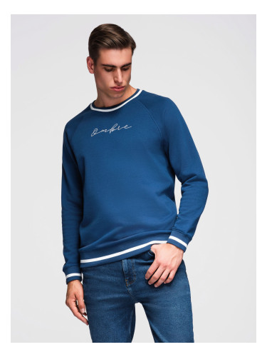Ombre Men's raglan sleeve sweatshirt with contrasting details - dark blue