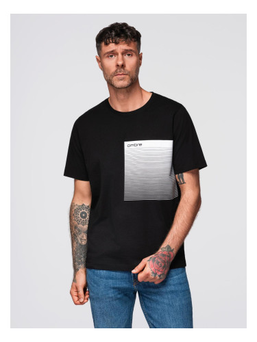 Ombre Men's cotton t-shirt with graphic print - black