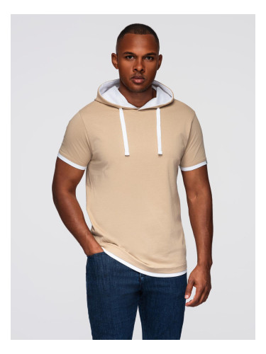 Ombre Men's hooded cotton t-shirt - beige