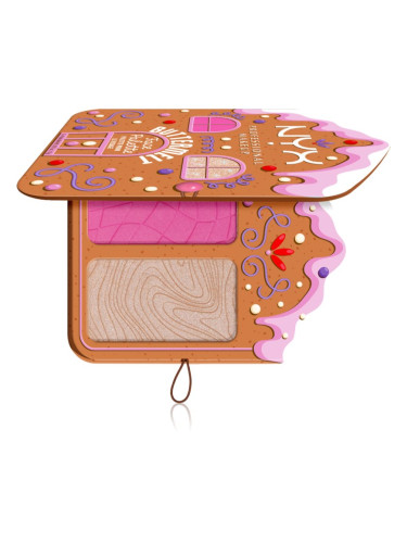 NYX Professional Makeup Gingerbaddie Land Buttermelt палитра с хайлайтъри и ружове цвят Light/Medium 1 бр.