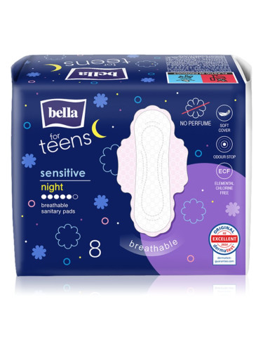 BELLA For Teens Sensitive Night санитарни кърпи за нощ 8 бр.