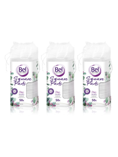 Bel Face & Body Square Pads тампони за почистване на грим изгодна опаковка 3x50 бр.