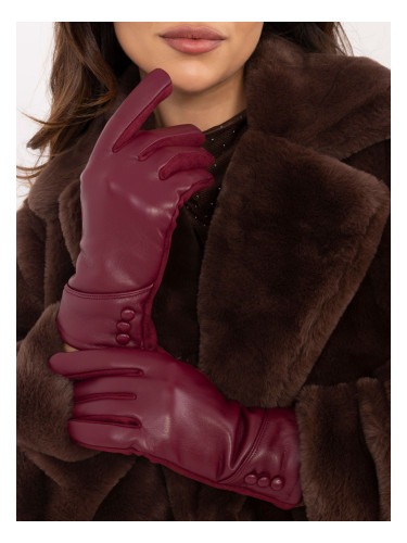Burgundy women's gloves with buttons