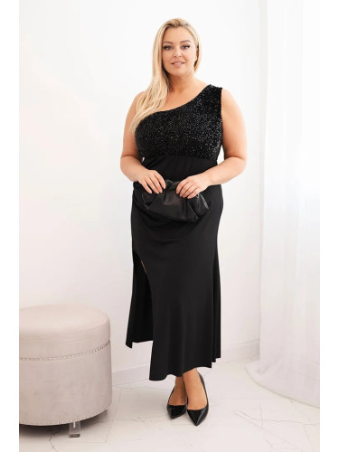 Kesi Włoski Plus Size women's evening dress one-shoulder black