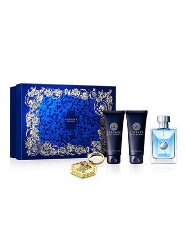 Versace Pour Homme комплект за мъже EDT тоалетна вода 100 ml + афтършейв балсам 100 ml + душ гел 100 ml + ключодържател
