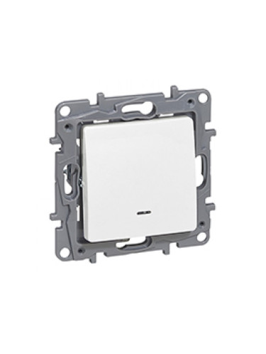 Електрически ключ бутон, 6A, 250VAC, за вграждане, бял, LED, 764522