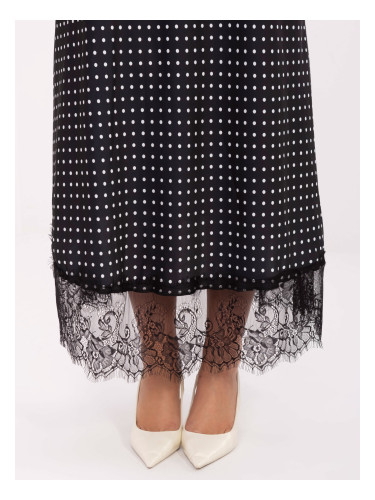 Черна макси пола с дантела