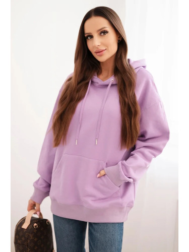 Kesi Włoski Women's cotton loop hoodie with kangaroo pocket purple
