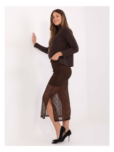 Кафява макси пола с дантела