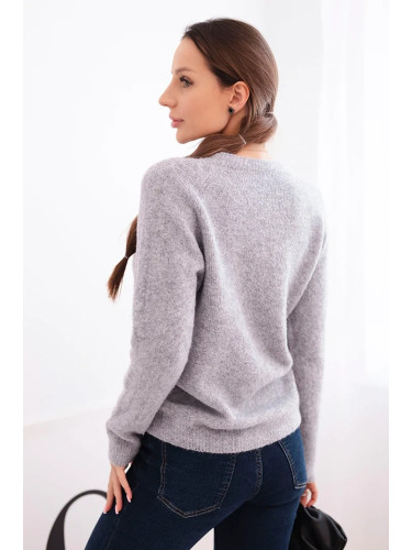 Kesi Włoski Women's sweater made of baby alpaca with long sleeves light gray
