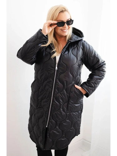 Kesi Włoski Women's winter quilted Plus Size jacket with a hood red