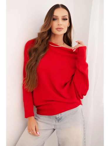Kesi Włoski Women's asymmetrical batwing viscose sweater red