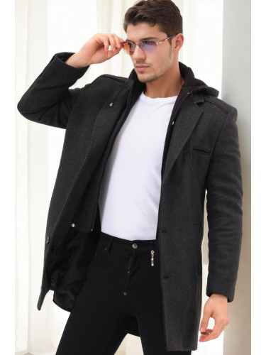 PLT9371 DEWBERRY MEN'S COAT-DIAGONAL ANTHRACITE