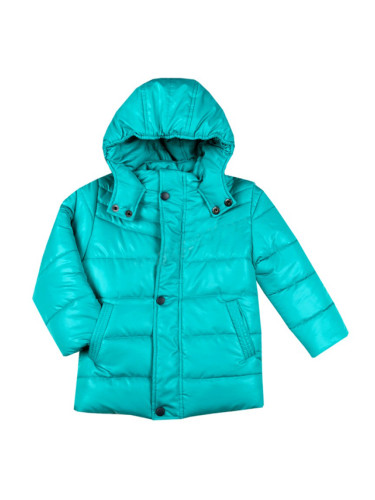 Детско зимно яке с качулка в тюркоаз