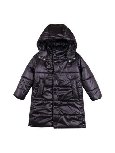 Детско зимно яке за момиче с качулка в черно